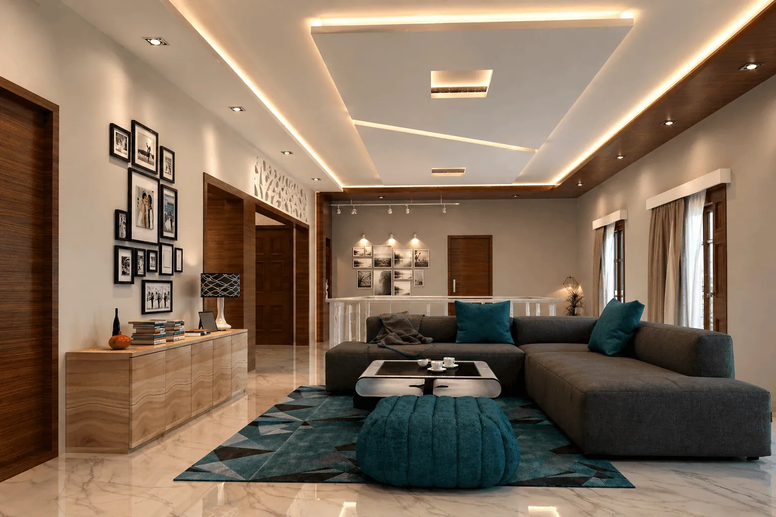 Ambrish Residence living room — open-plan ground floor