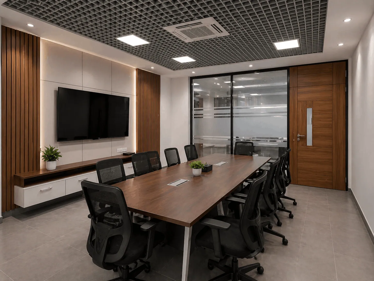 Jamna Auto Industries conference room — formal meeting space with AV integration